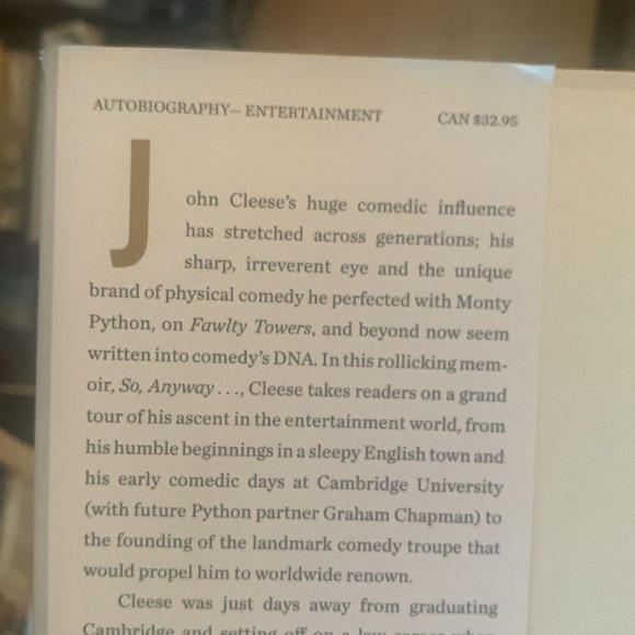 John Cleese So, Anyway… Hardcover Autobiography Hilarious book! - Picture 2 of 4
